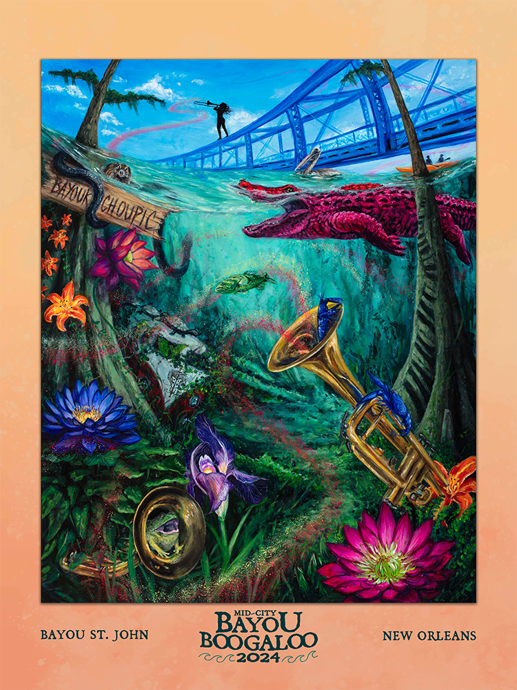 Official 2024 Bayou Boogaloo Poster by Lillian Aguinaga